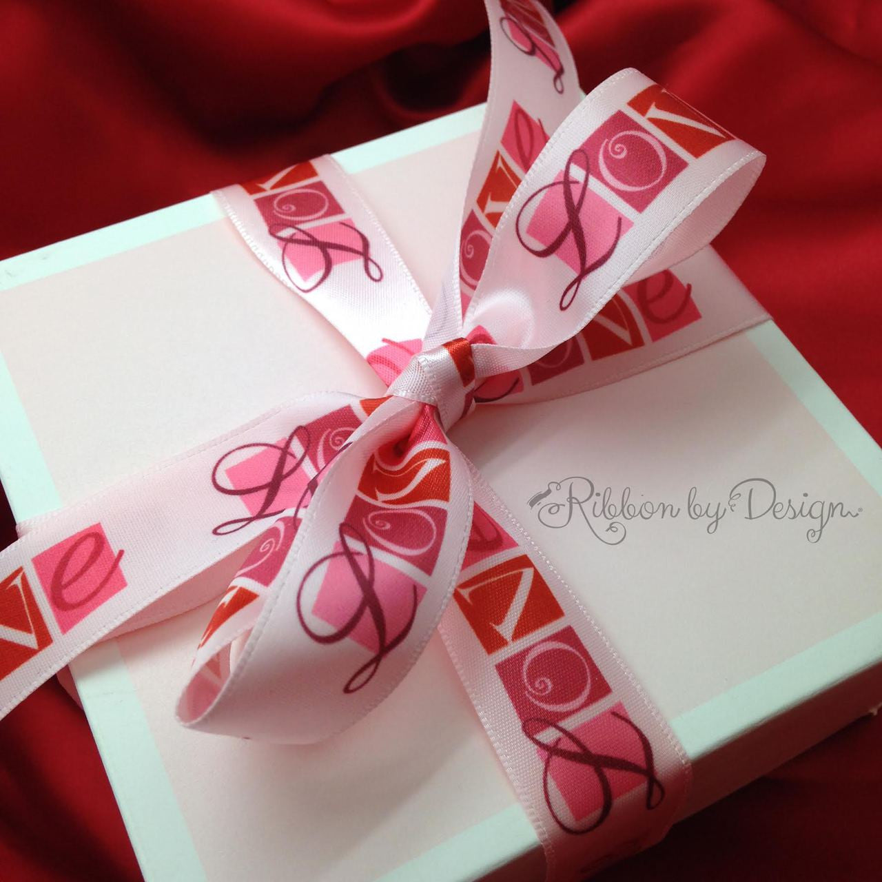 A beautiful little Valentine gifts tied with our LOVE Block ribbon!
