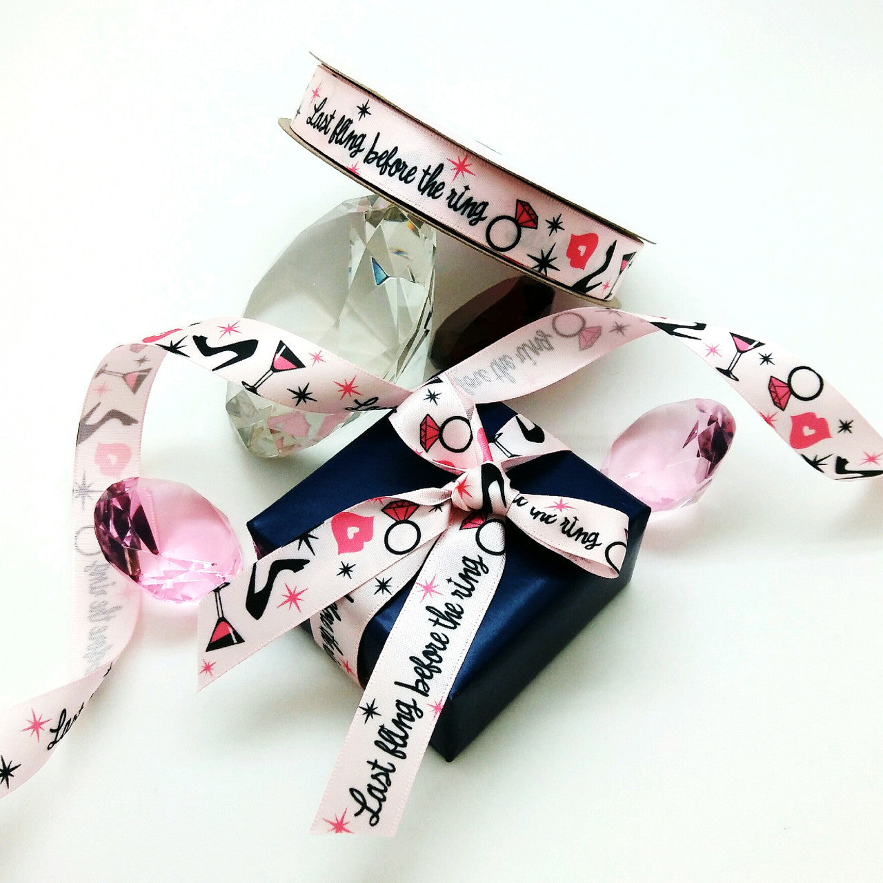 A perfect ribbon for a little thank you gift for the ladies who gave their time and attention to your bachelorette party!