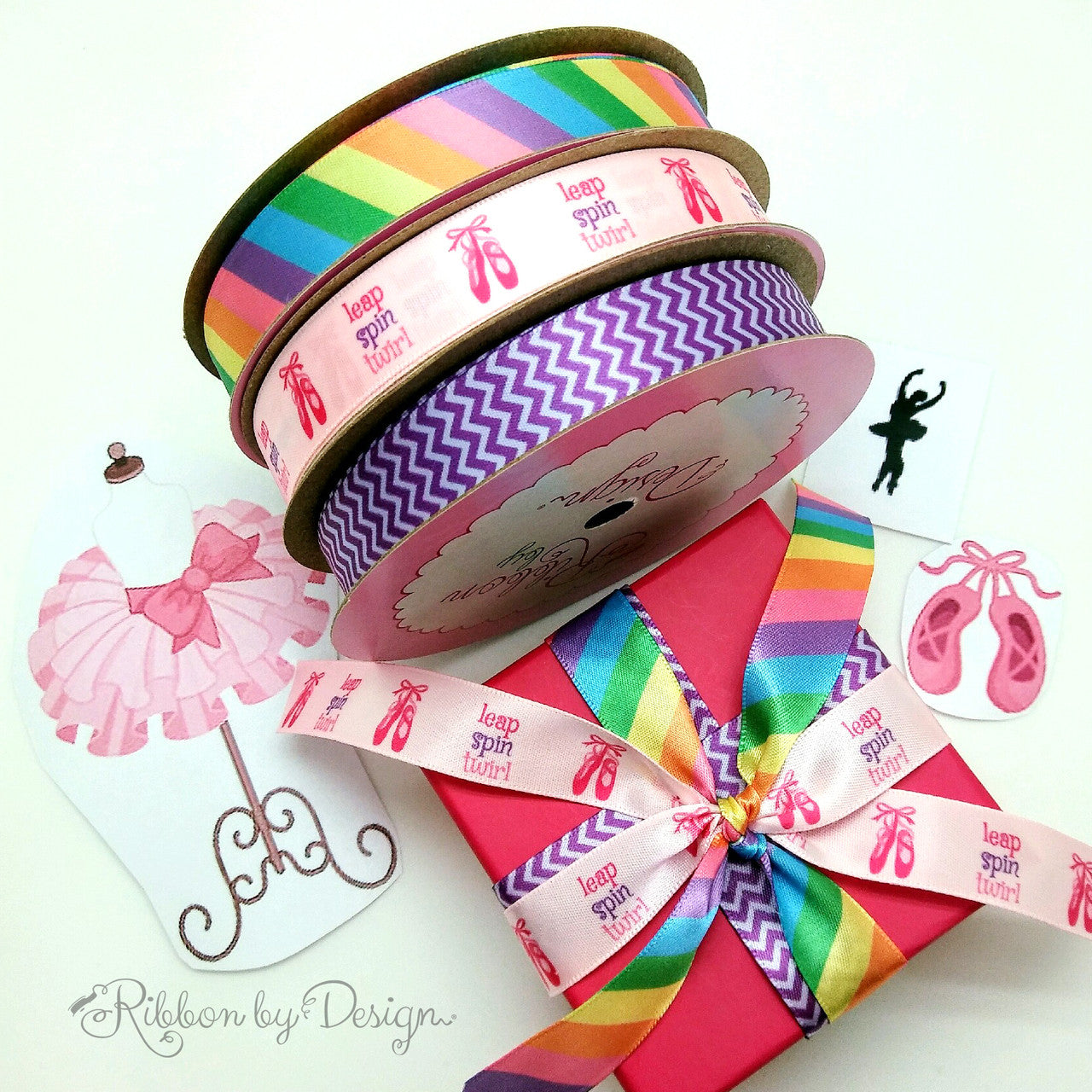 Mix and Match our chevron and pastel rainbow ribbons for your little dancer's special recital!