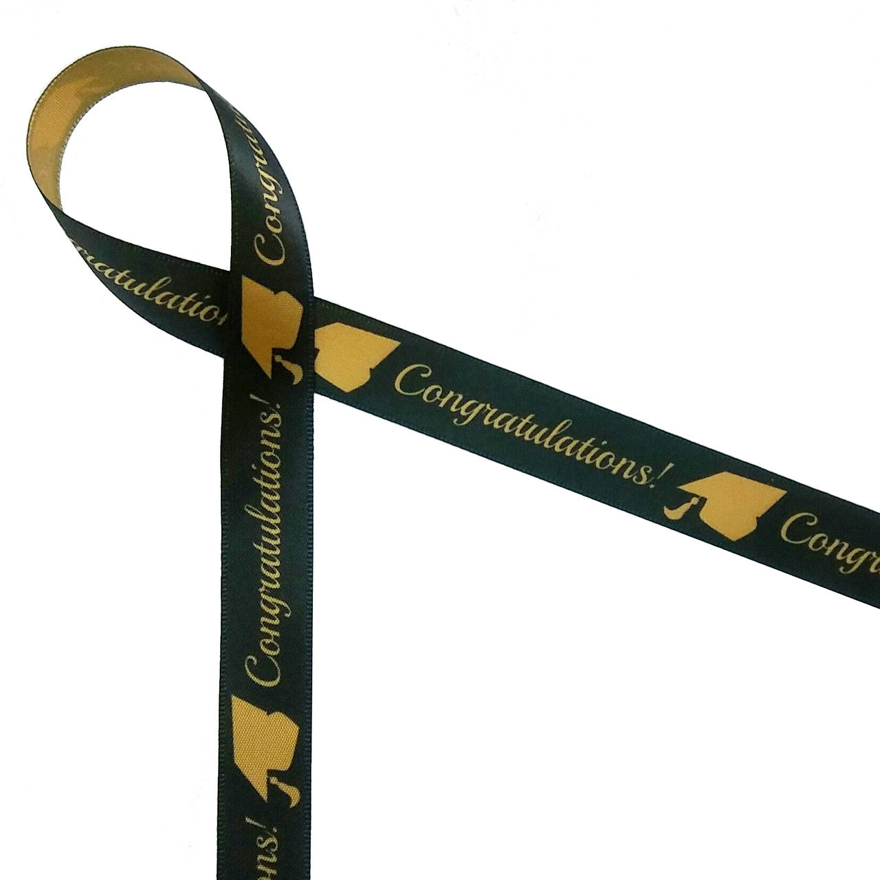 Congratulations to the graduate! Our sophisticated black and gold ribbon with grad hats and Congratulations script is the perfect addition to a gift for someone receiving a Masters or doctorate degree!