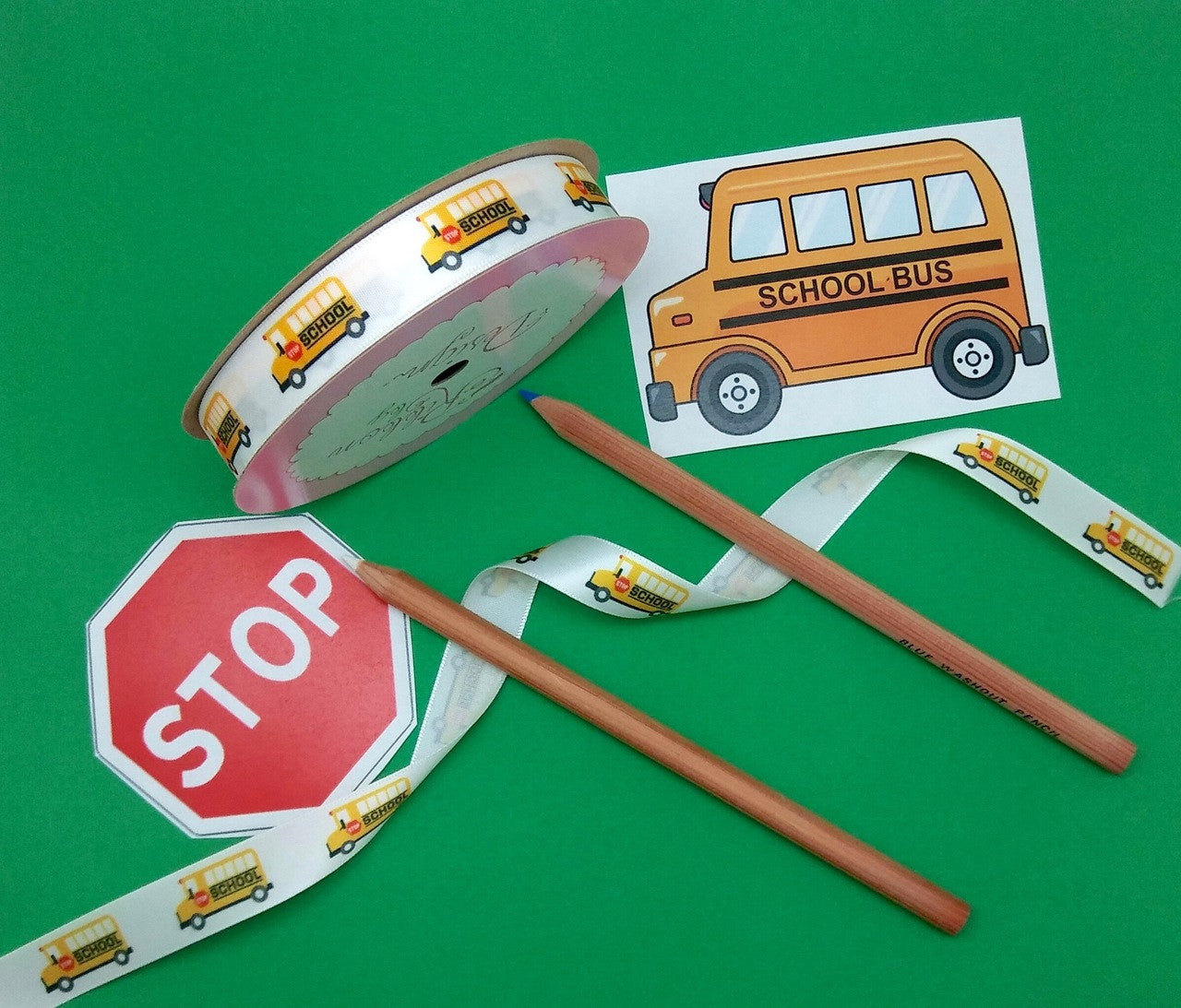 Yellow school buses lined up on 5/8
