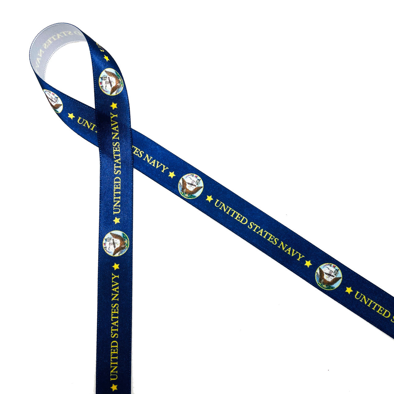 United States Navy Logo with yellow lettering Navy ribbon