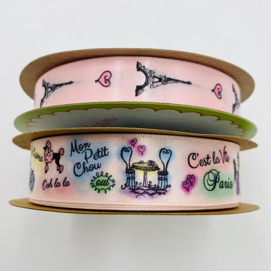 Pair our Paris Stroll ribbon with our 5/8" Eiffel Tower ribbon for a most fashionable Paris themed party! 