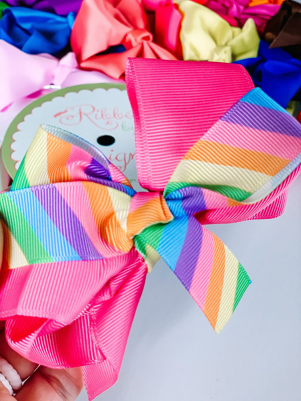Pastel Rainbow stripes printed on 1.5white single face satin ribbon, 10  Yards