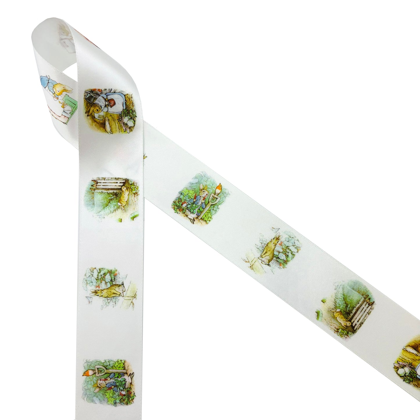 Bunny ribbon, rabbits in a blue jacket of storybook fame printed on 1.