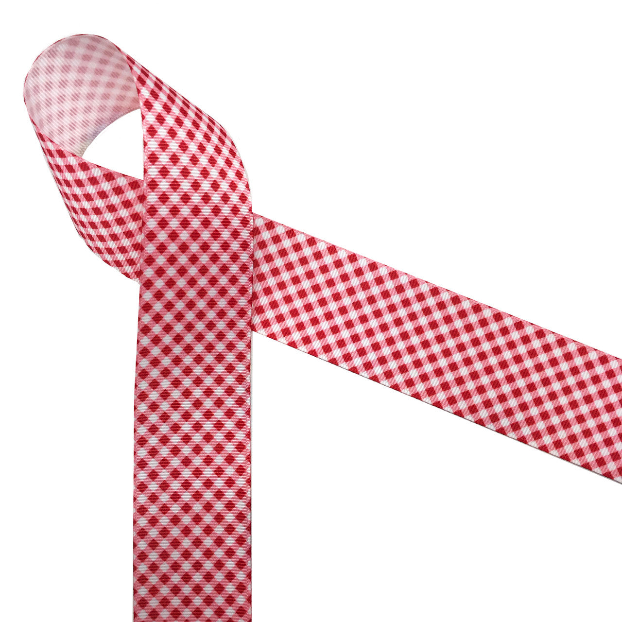 Red and white gingham check printed on 1.5" white grosgrain ribbon is a classic design perfect for so many craft projects, events and gifts! Be sure to have this ribbon on hand for all your creative moments! Designed and printed in the USA