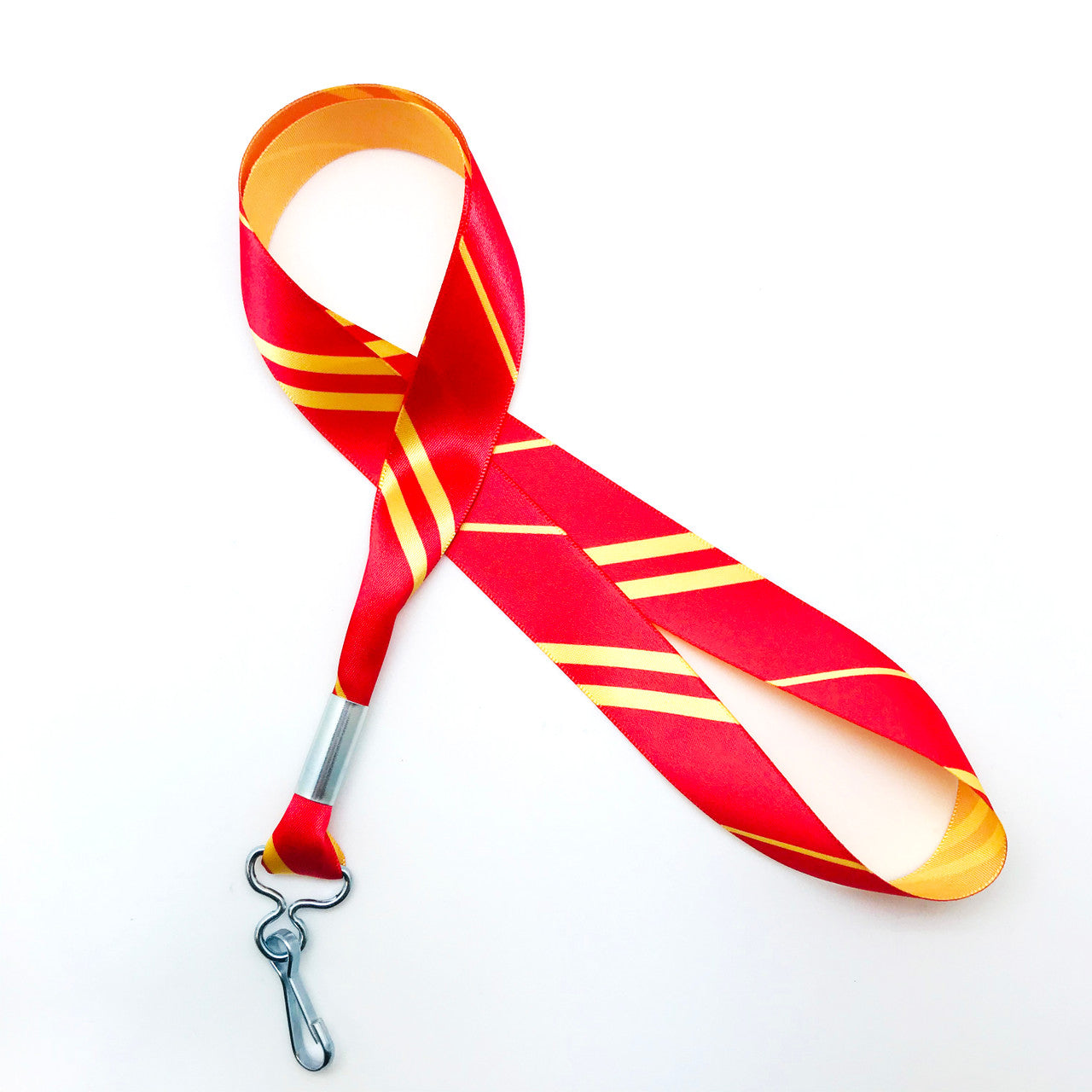 Ribbon lanyard in red and yellow  stripes printed on 7/8" yellow single face satin ribbon is a fun gift idea for all the Wizard fans on  your gift list. Perfect for events, parties and weddings too! All our products are designed, printed and assembled in the USA