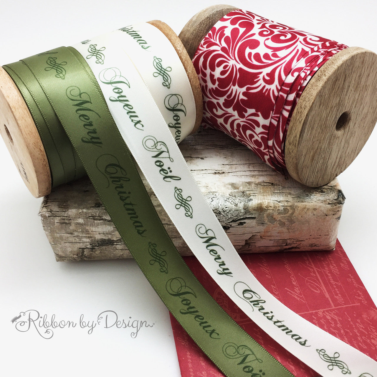 Soft sage and antique white make for a very romantic Holiday themed gift. Wrap a special gift for your sweetheart with these ribbons this year!