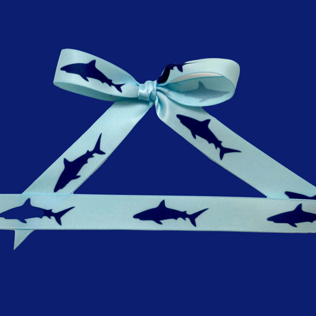 Navy blue shark silhouettes printed on 5/8