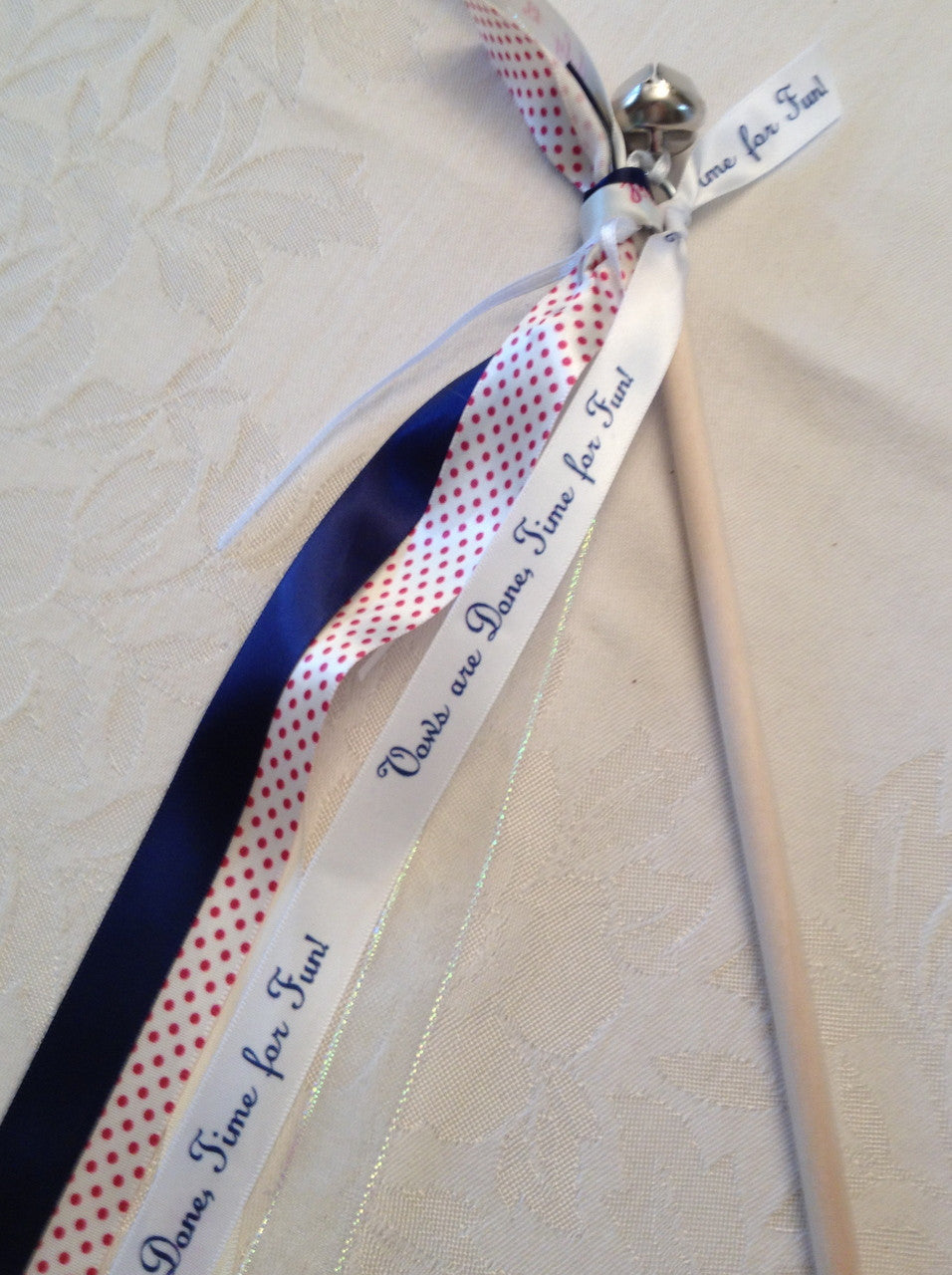 This wedding wand with our Vows are Done Time for Fun ribbon added makes such a fun prop for your reception party!