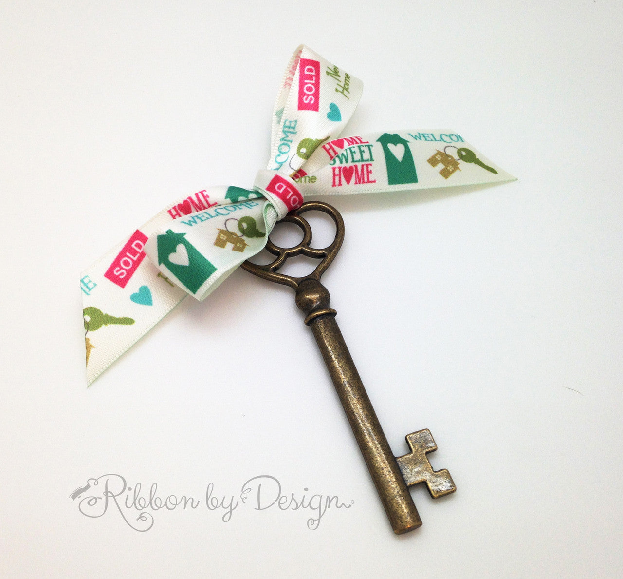 Home Sweet Home! Our welcome home ribbon is the perfect tie for the keys to a new home!