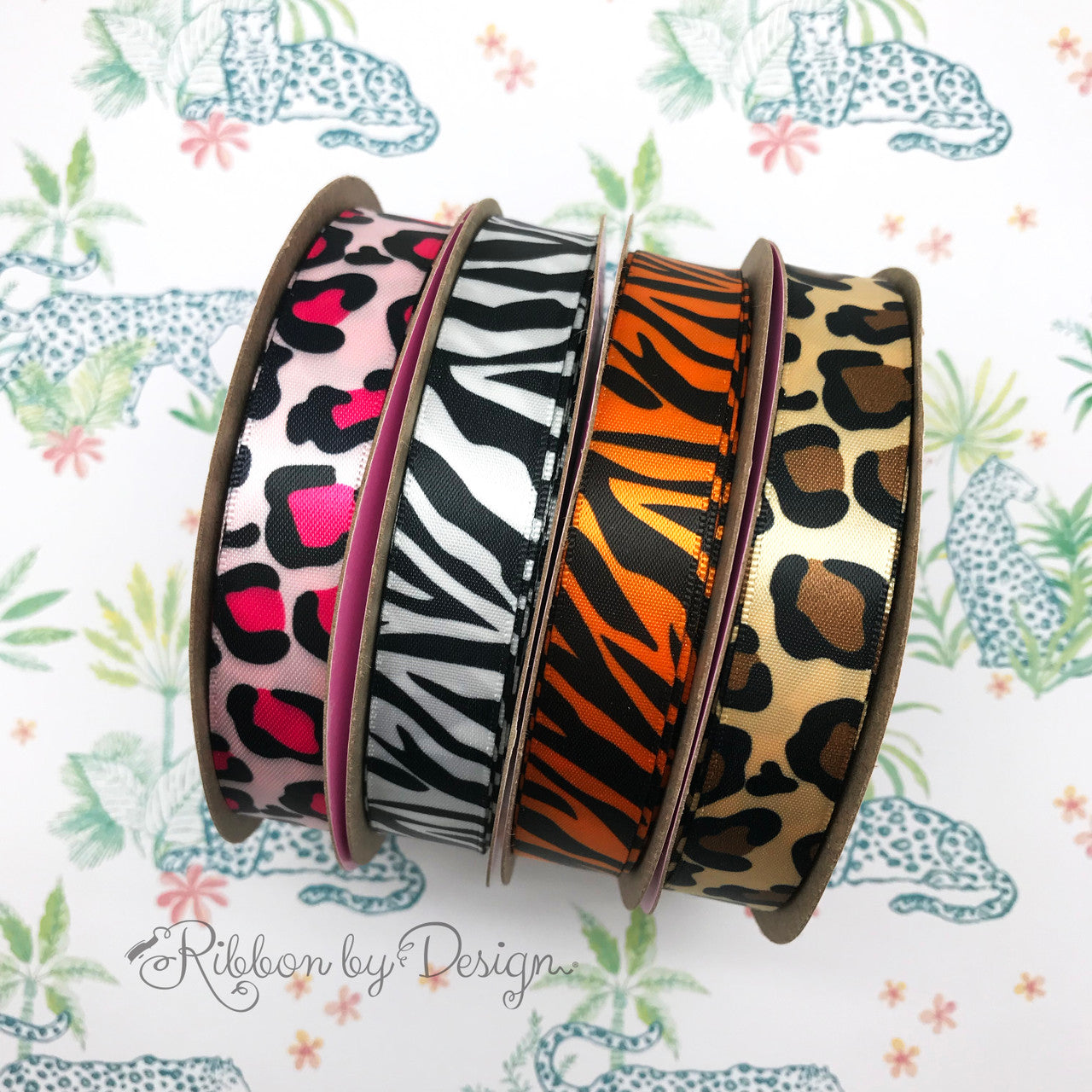 Mix and match our animal print ribbons to round out your jungle themed party ribbons!