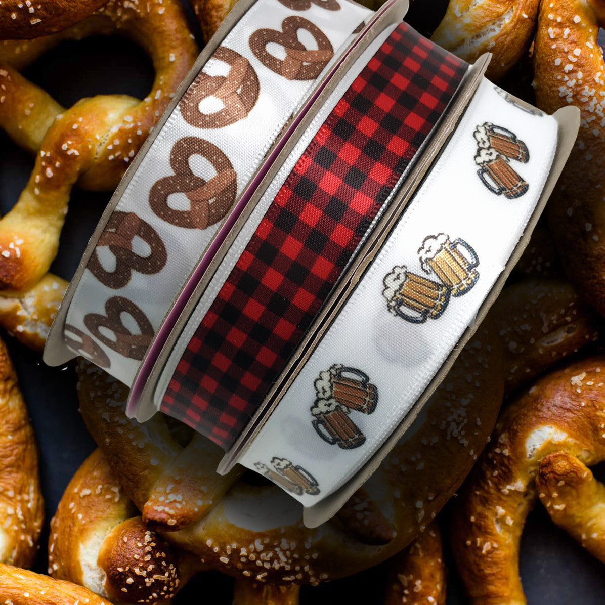 There's nothing like pretzels and beer! Pair these with our buffalo plaid ribbon for a fun bachelor or sports themed party!