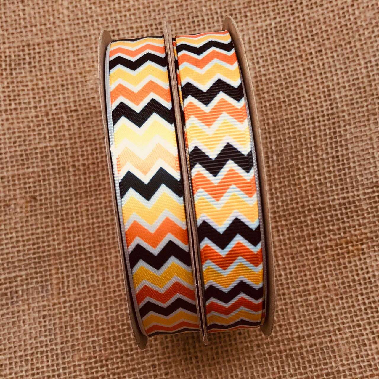 Our Fall chevron is offered in  5/8" satin and grosgrain!