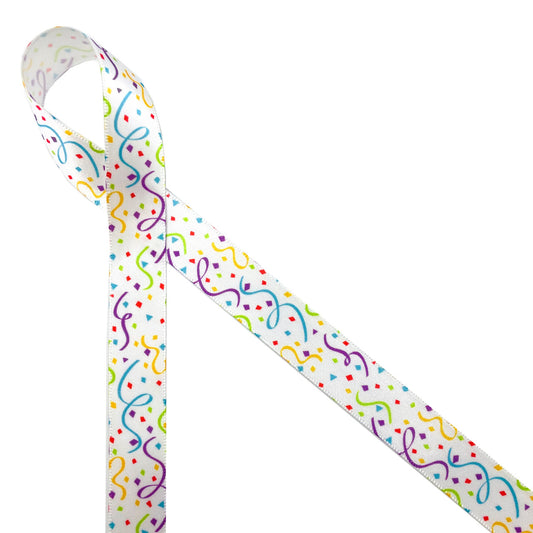 Confetti on 5/8" Single face satin ribbon