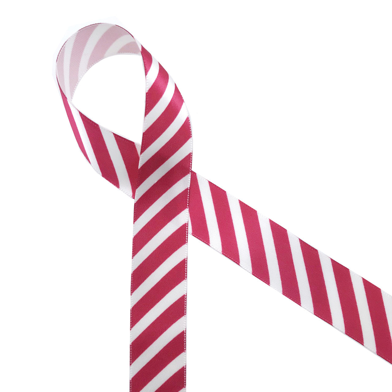 Red stripes on 7/8" Antique white Single face Satin ribbon, 10 yards