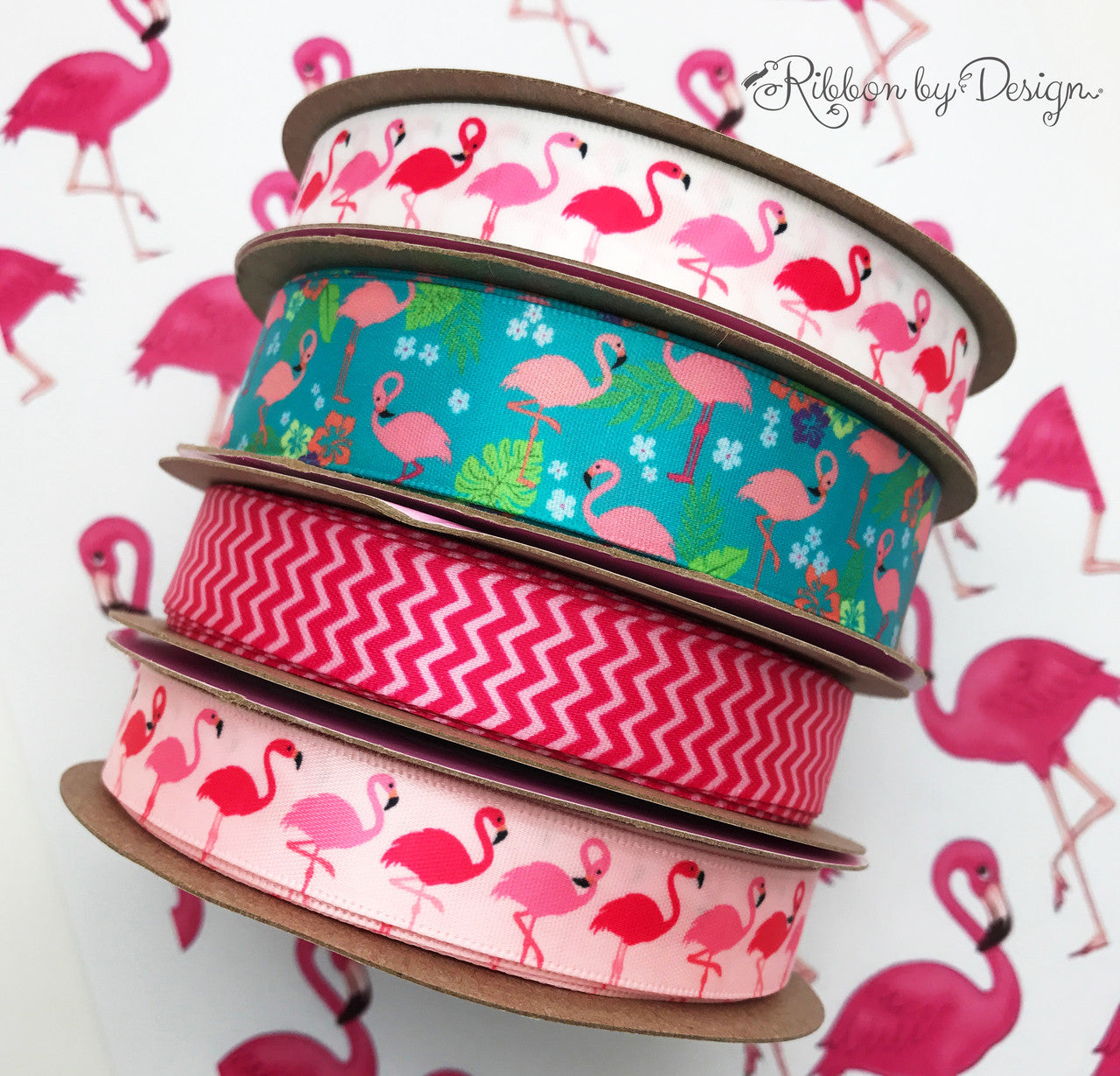 These bright and fun flamingo ribbons are ready for a summer time party!