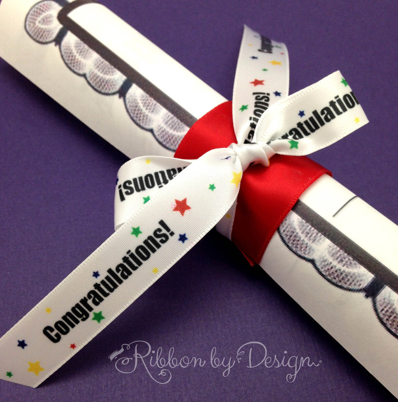 Graduation is the perfect time to tie our fun ribbon on a gift or favor!