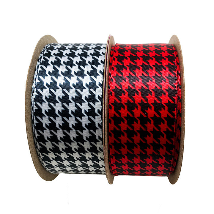 Mix and match our 1.5" houndstooth ribbons in red and white for a fun Holiday theme package!