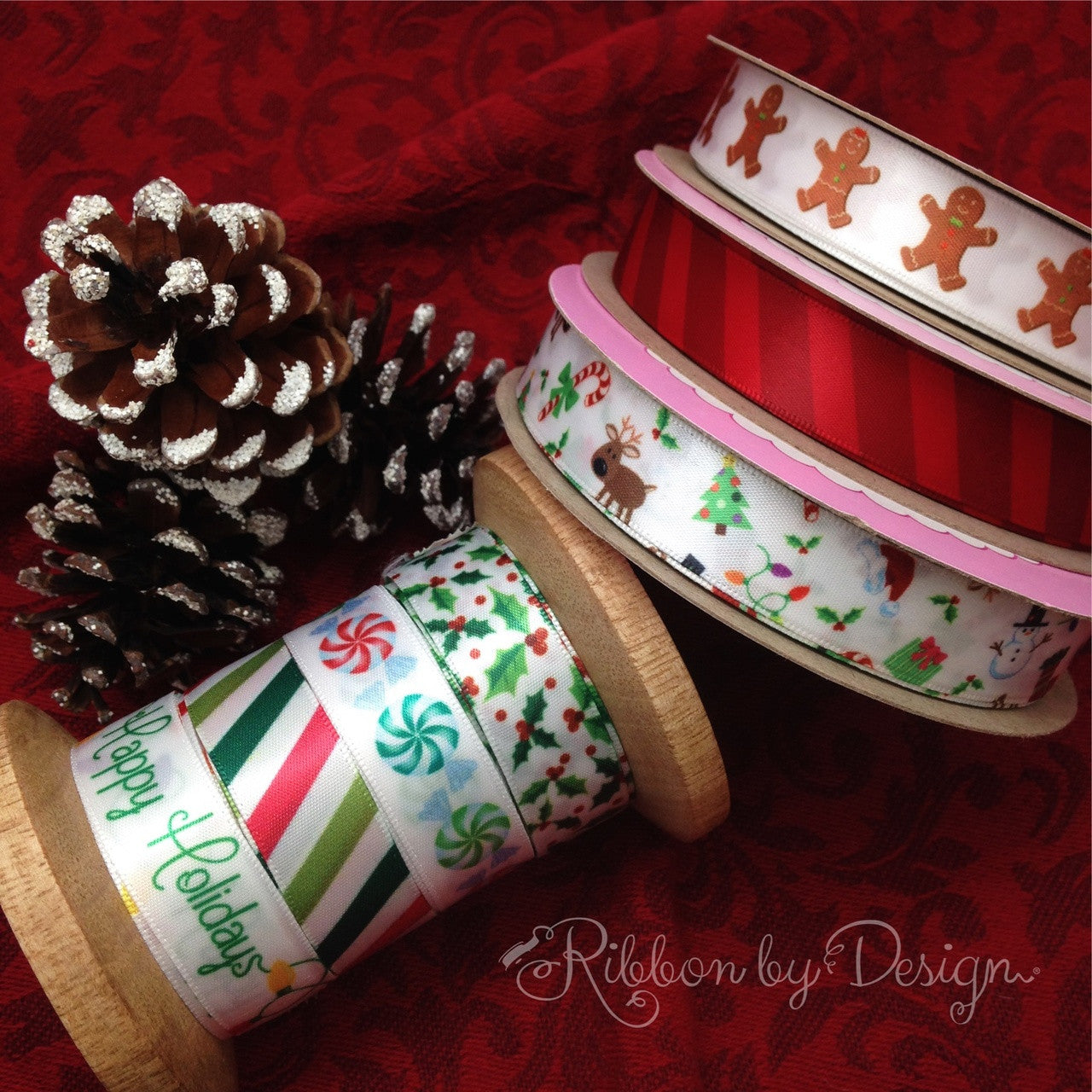Christmas All Around pairs perfectly with any of our Christmas collection. Mix and match our ribbons to make beautiful holiday packages!