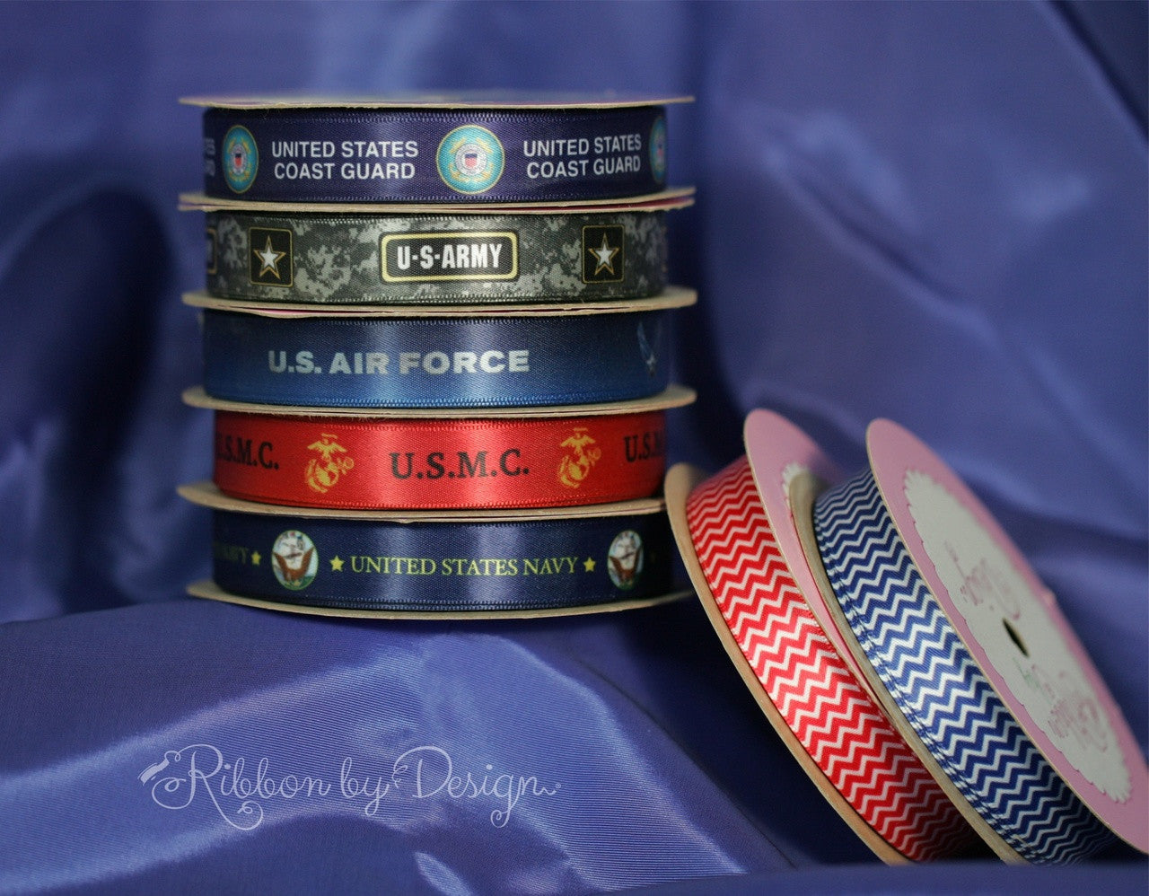 United States Navy ribbon for party favors, deployment party, retirement,  memorial services, printed on 7/8 white satin, 10 yards