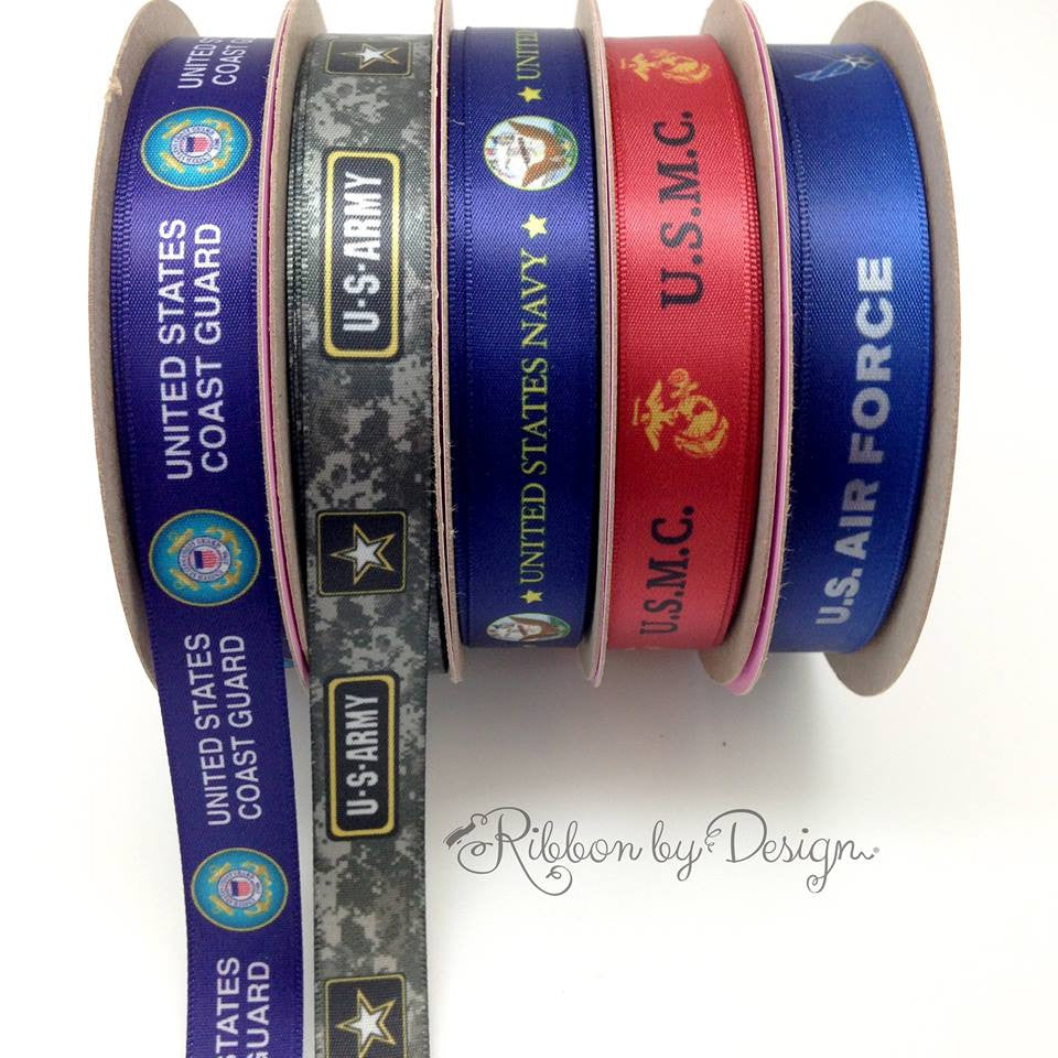 Navy Neck Ribbon United States Navy Logo with yellow lettering Navy ribbon