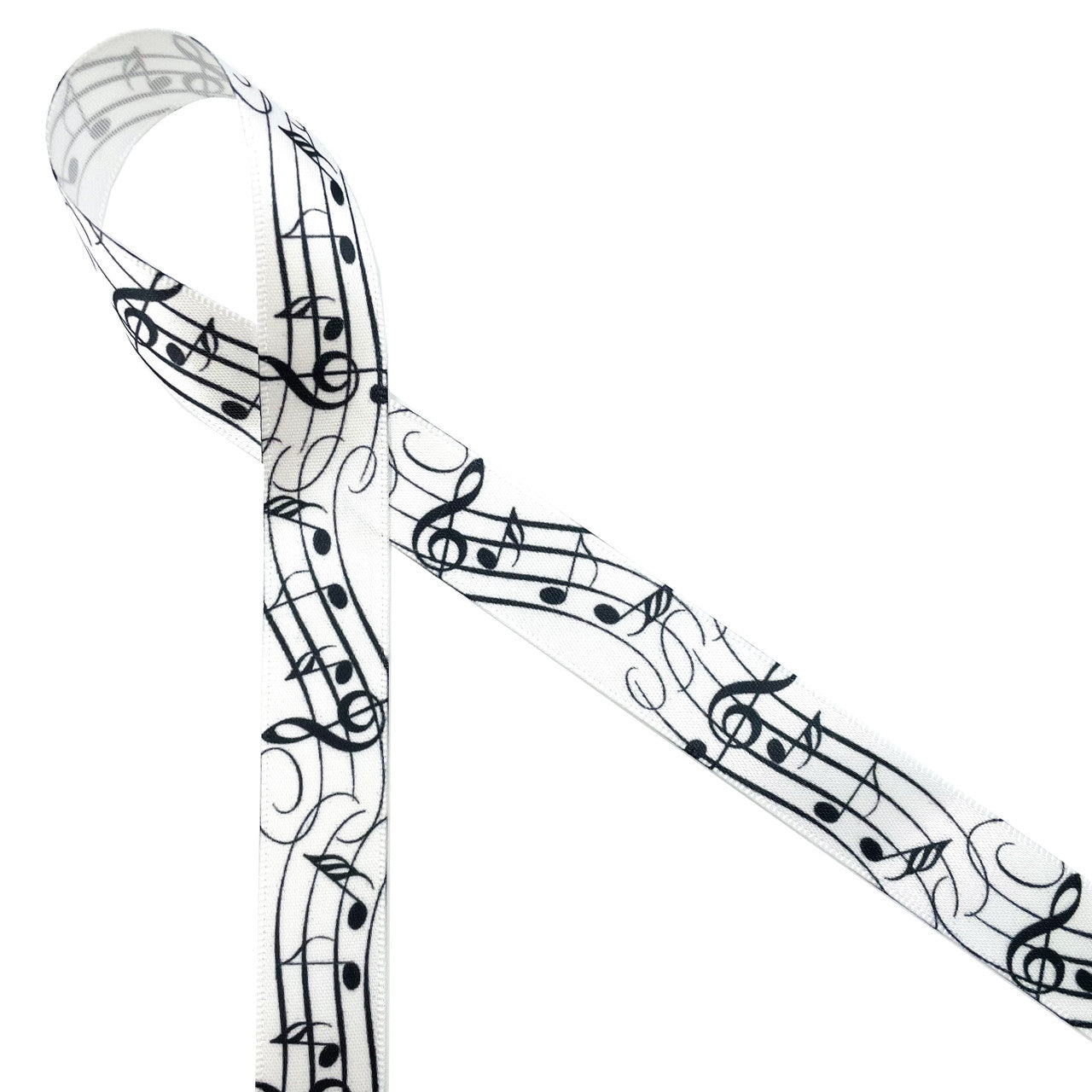 Musical notes in black on 5/8