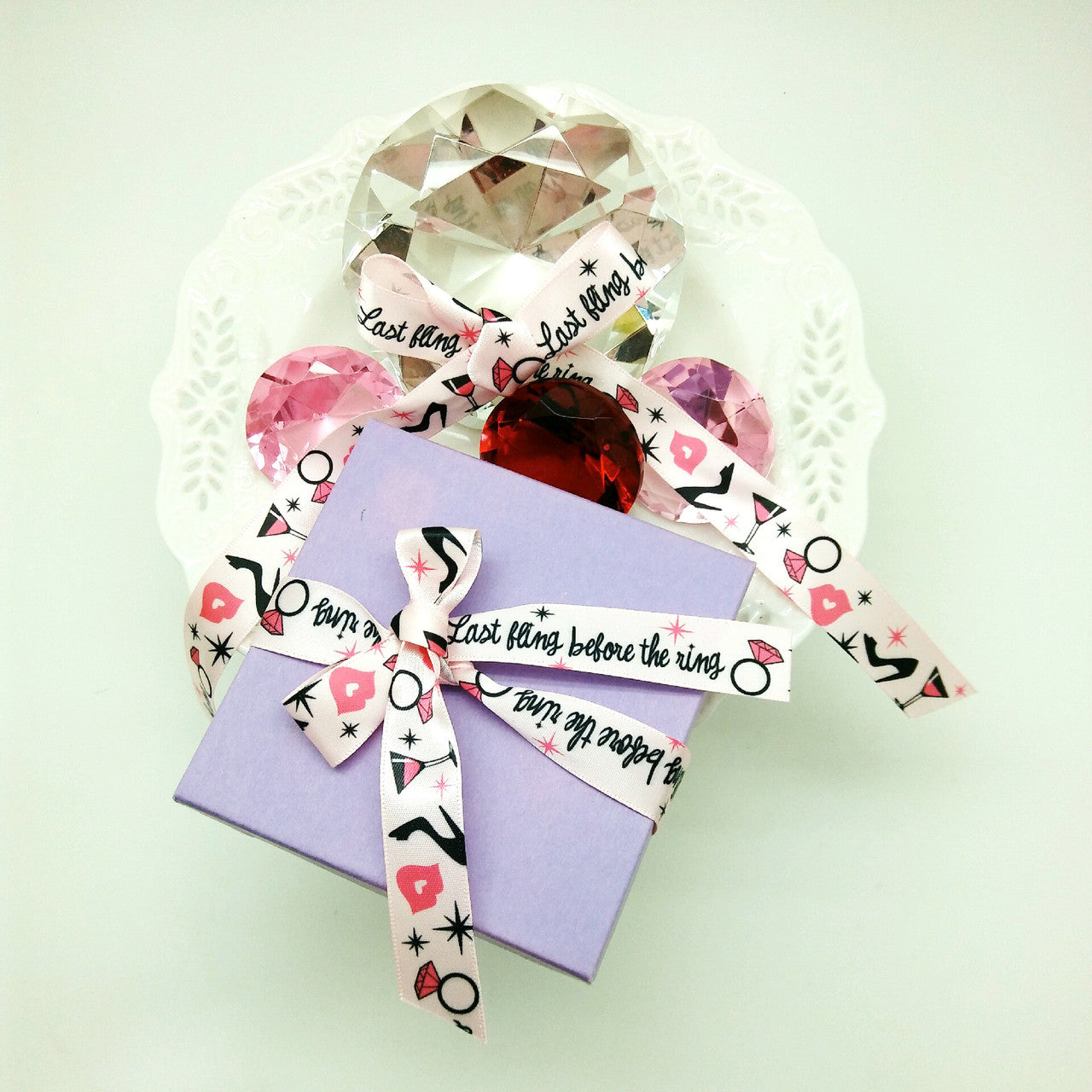 Bachelorette Ribbon printed on  5/8" Pink single face satin