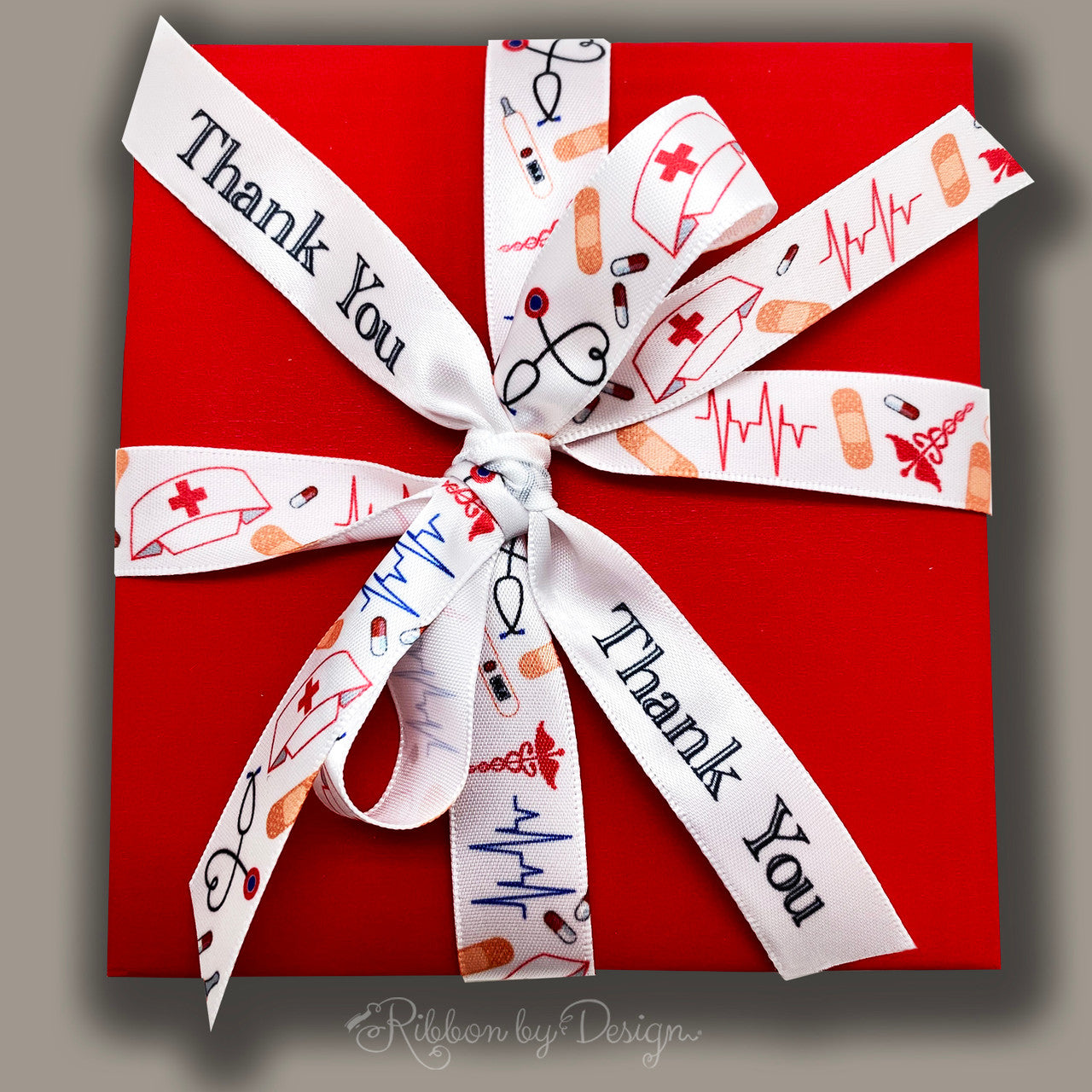 Mix our nurse ribbon with our thank you ribbon for a very personal appreciation gift for your favorite nurse!
