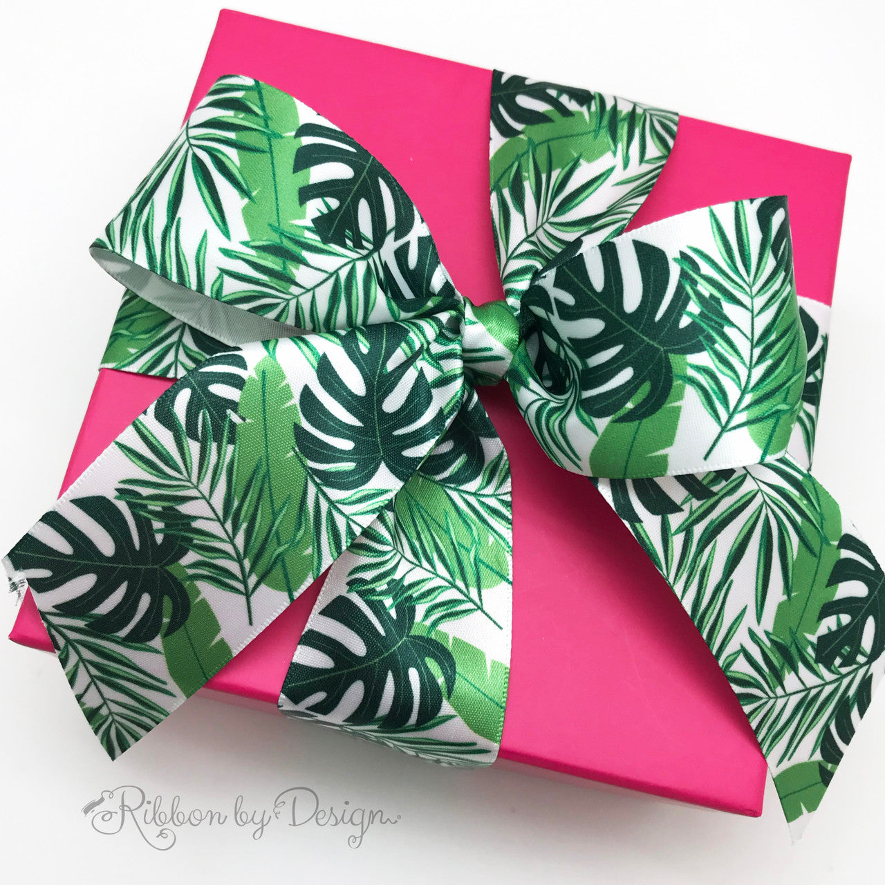 Palm Fronds with pink make a fun summer gift wrap!