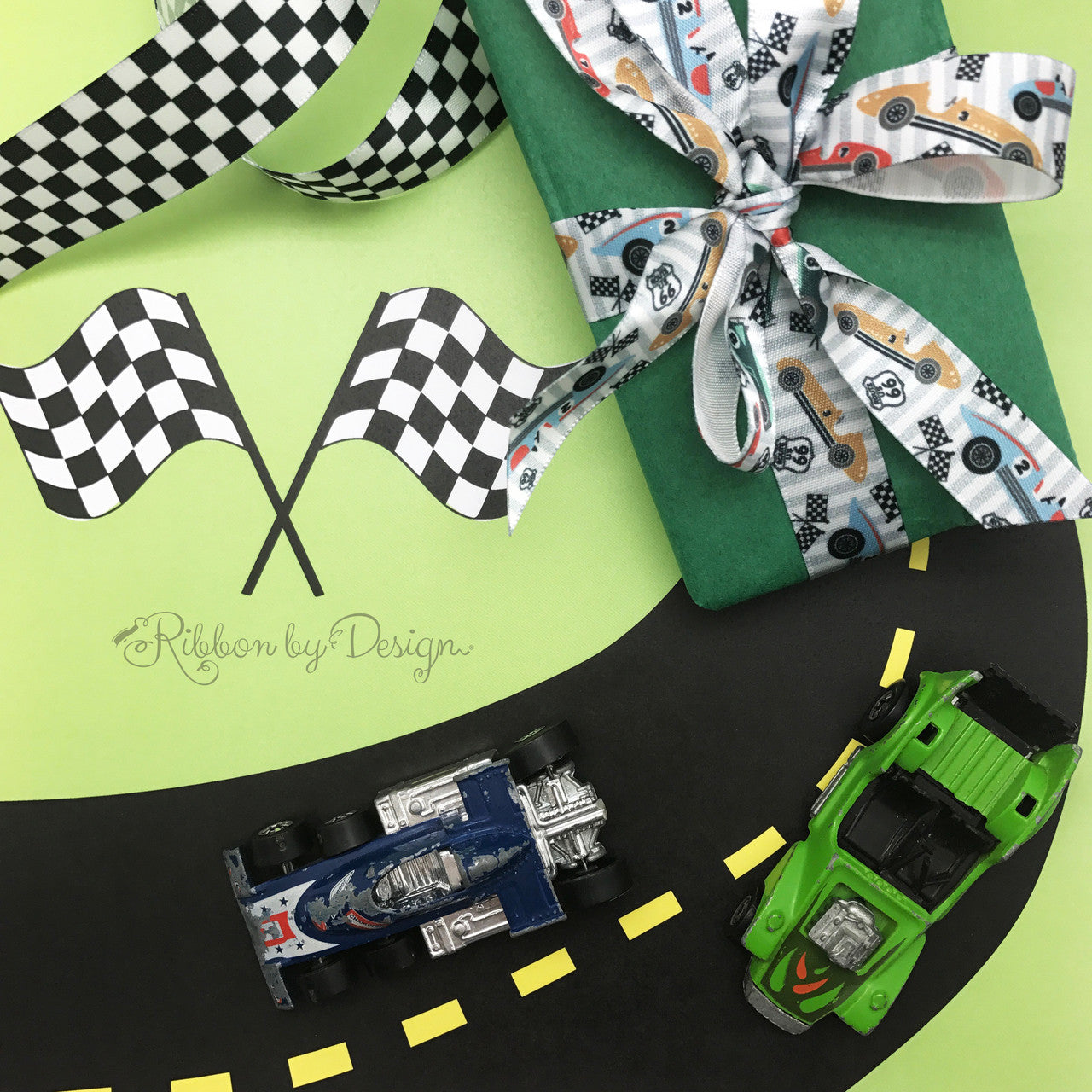 Race Cars in Vintage Designes on gray and white striped background ...