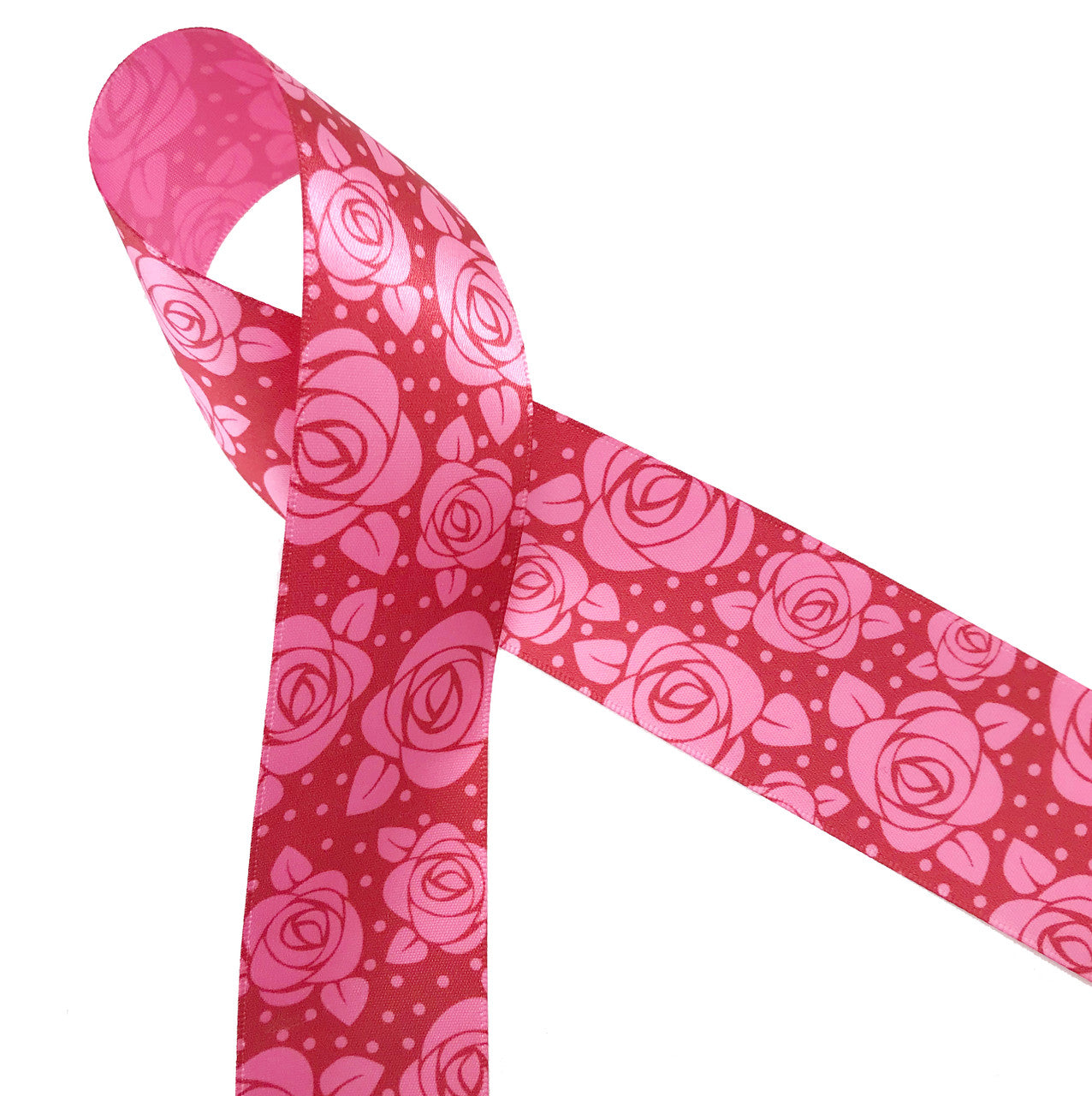 Pink Ribbon Roses Inso Stylized roses in hot pink with a deep pink background on 1.5