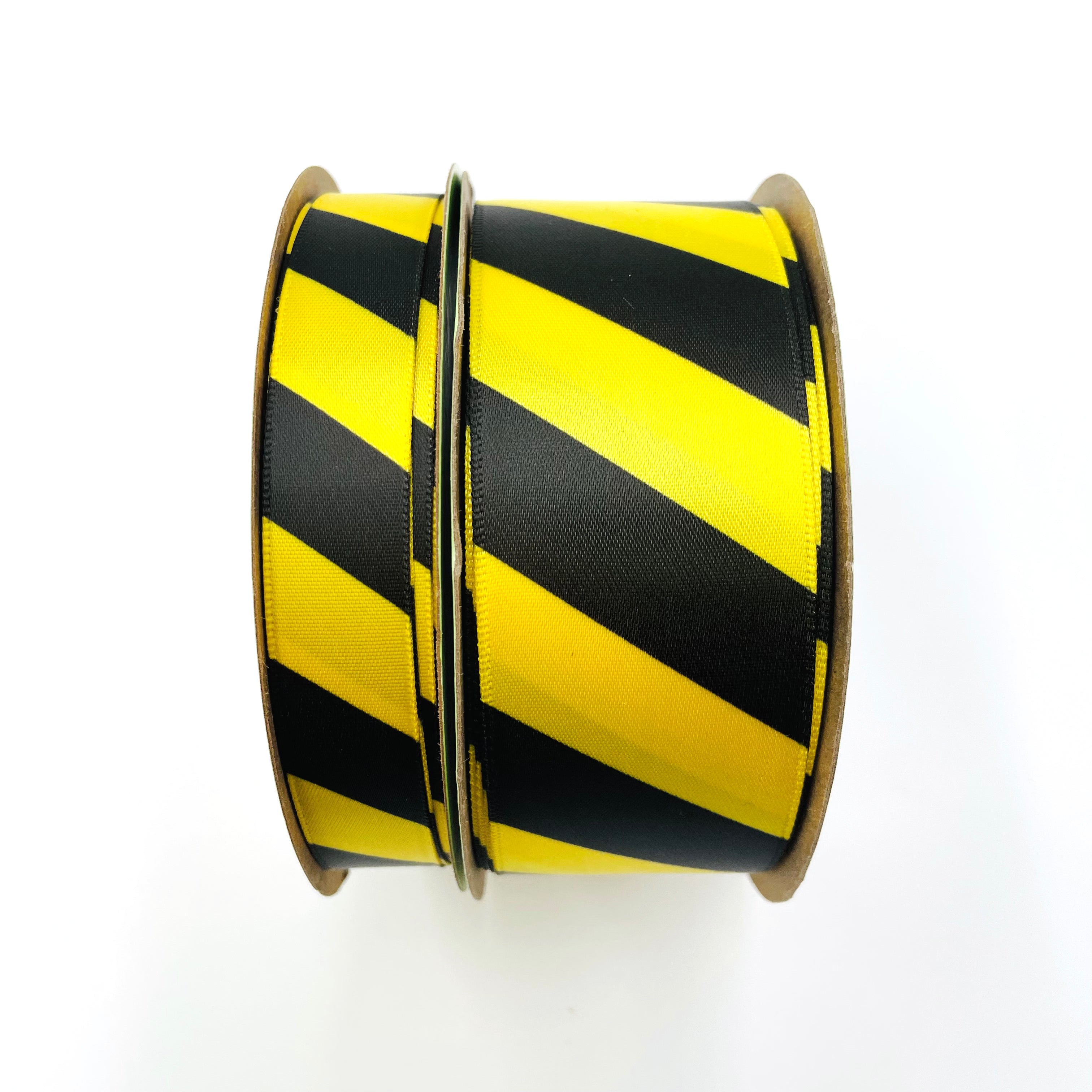 Caution Tape ribbon diagonal black stripes printed on 5/8