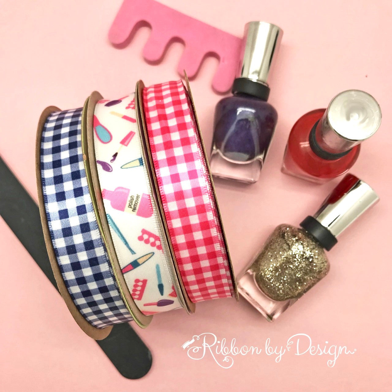 Pair our manicure ribbon with these fun ginghams to make a really special package for the manicurist who keeps your hands and feet looking great!