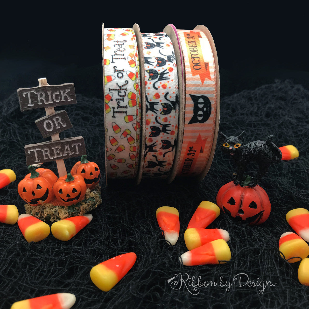 Our October 31st ribbon pairs beautifully with all our Halloween themed ribbons!