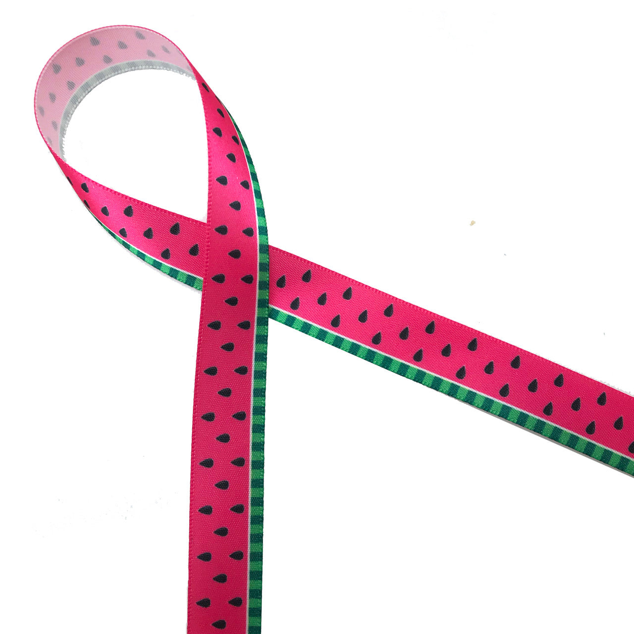 Watermelon border print in pink and green on 5/8