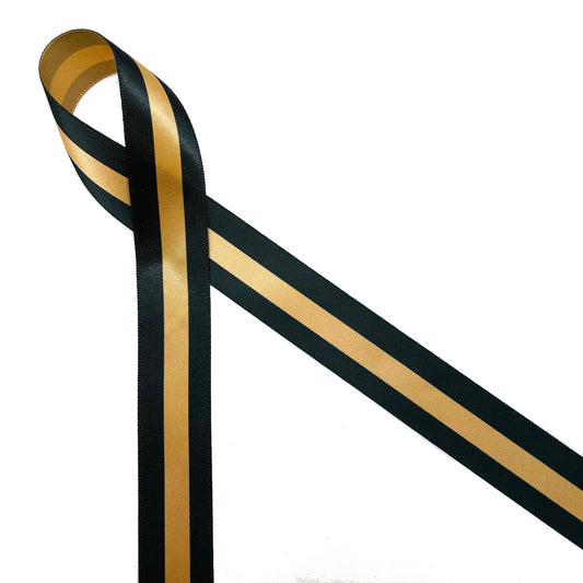 Dispatcher ribbon thin gold line printed in black on 7/8" gold single face satin