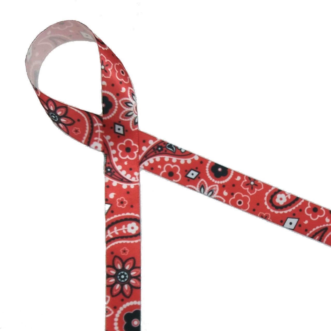 Red Bandana Print Ribbon | Red Black & White Bandana Ribbon