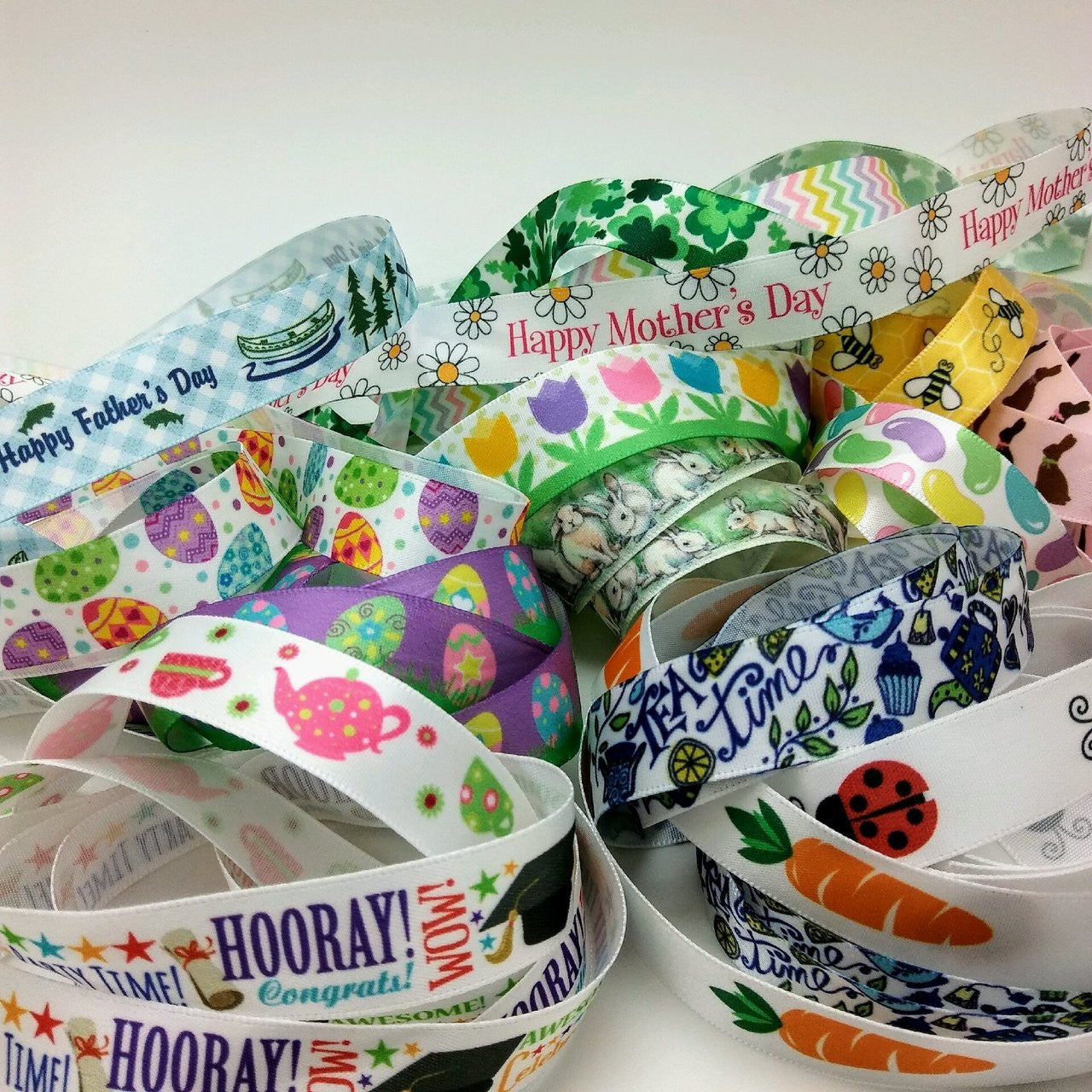 Spring Themed Ribbon Spring Grab Bag Ribbon, 20 yards