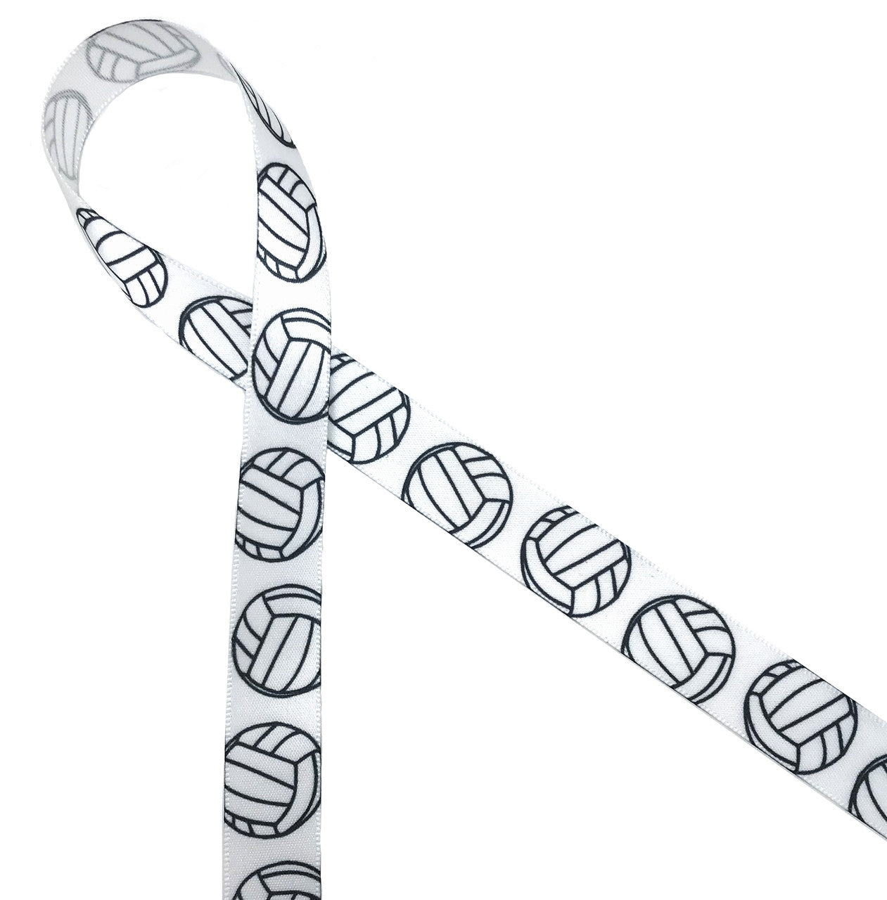 Volleyball ribbon on 5/8" white single face satin