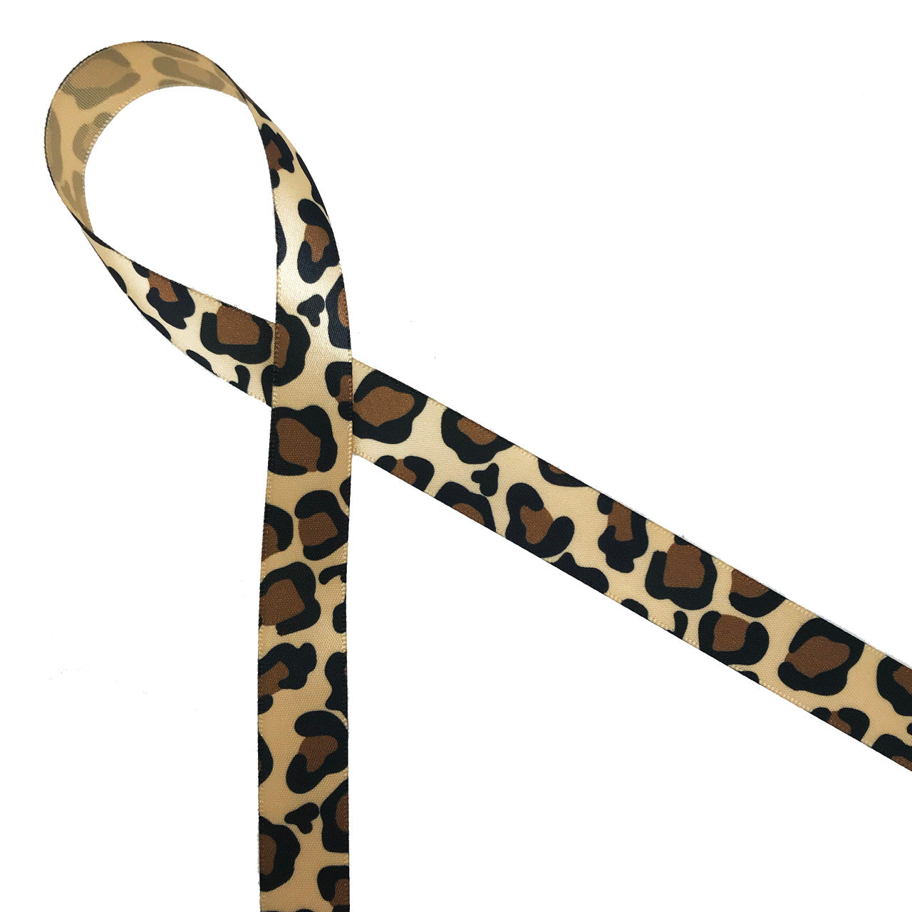Leopard Print ribbon on 5/8"  raw silk satin ribbon
