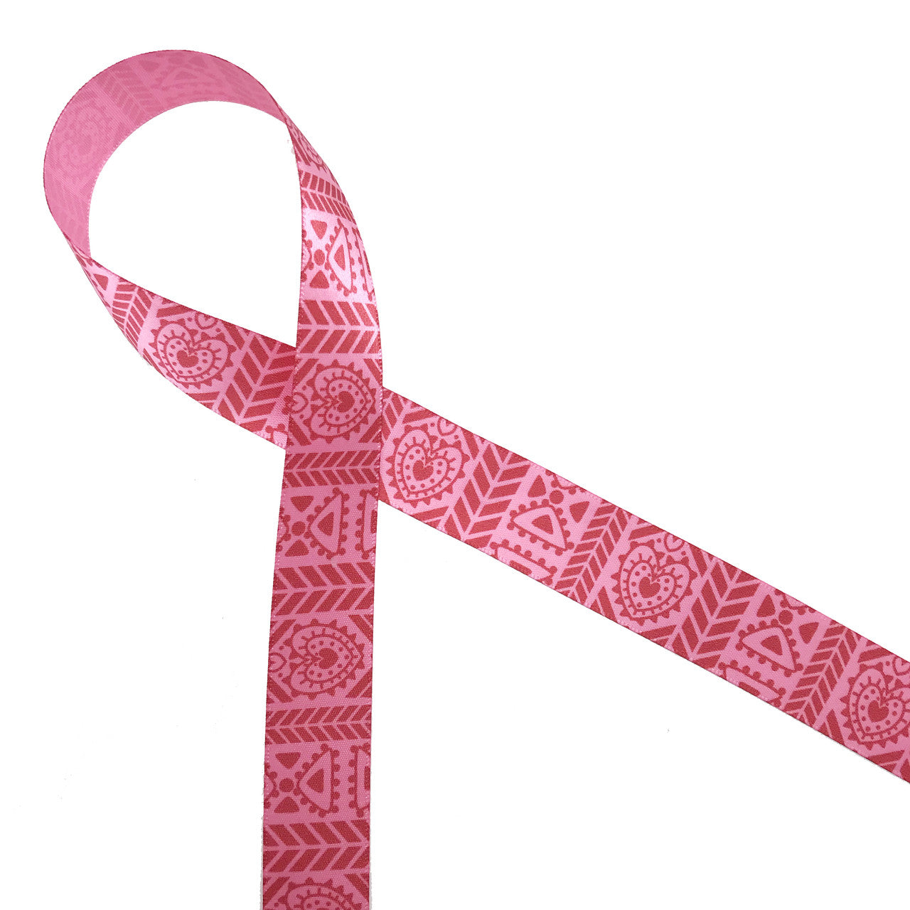 Tribal pattern in Valentine colors printed in red on 7/8