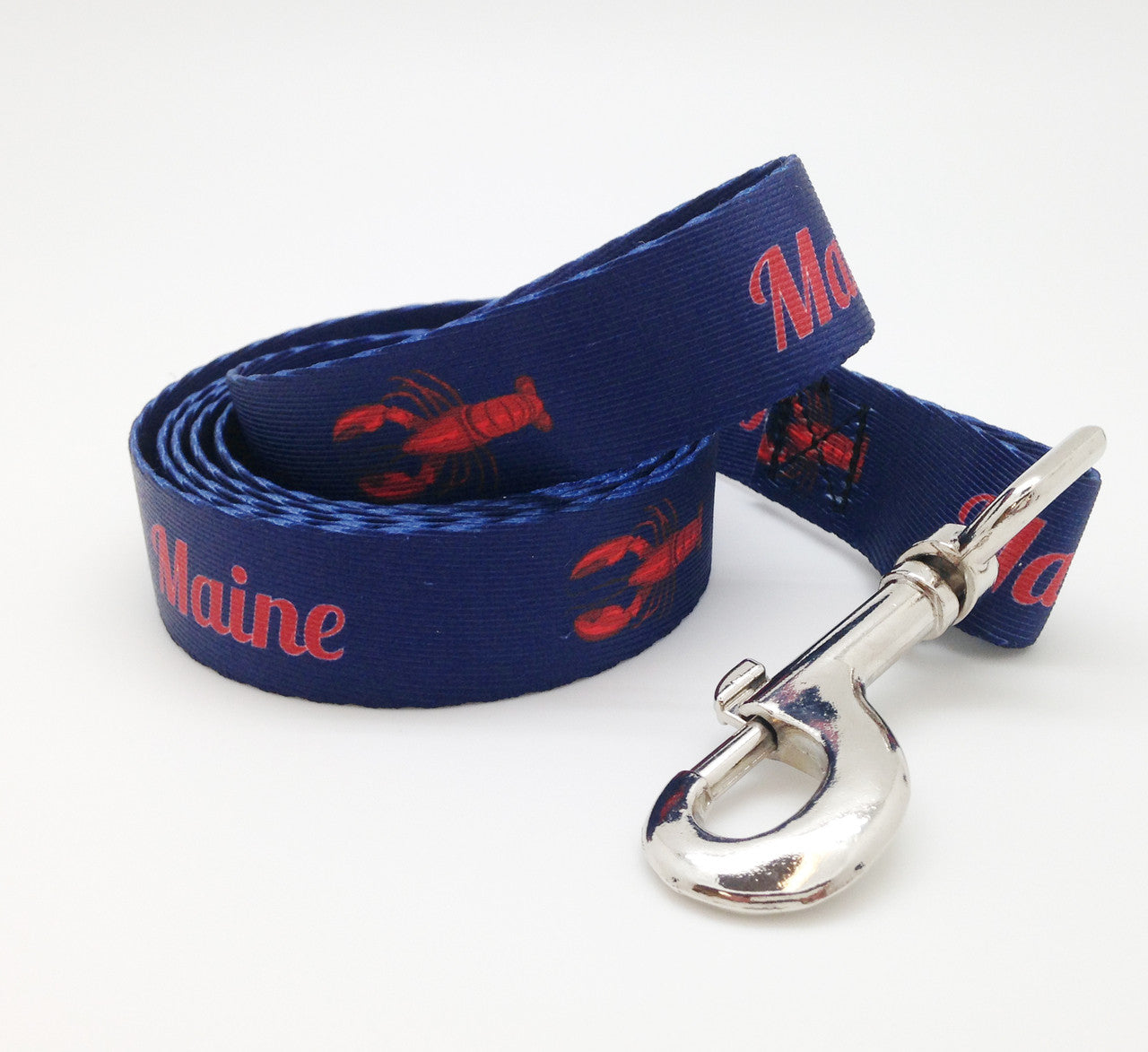 Dog Leash in Navy with Red Lobsters/ Maine